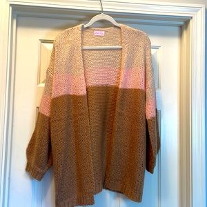 Pink Lily Peach Color Block Cardigan. Maybe wore it once. Size small.